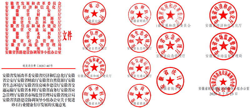 為促進(jìn)機(jī)制砂健康有序發(fā)展，安徽省發(fā)改委發(fā)布了實(shí)施方案文件